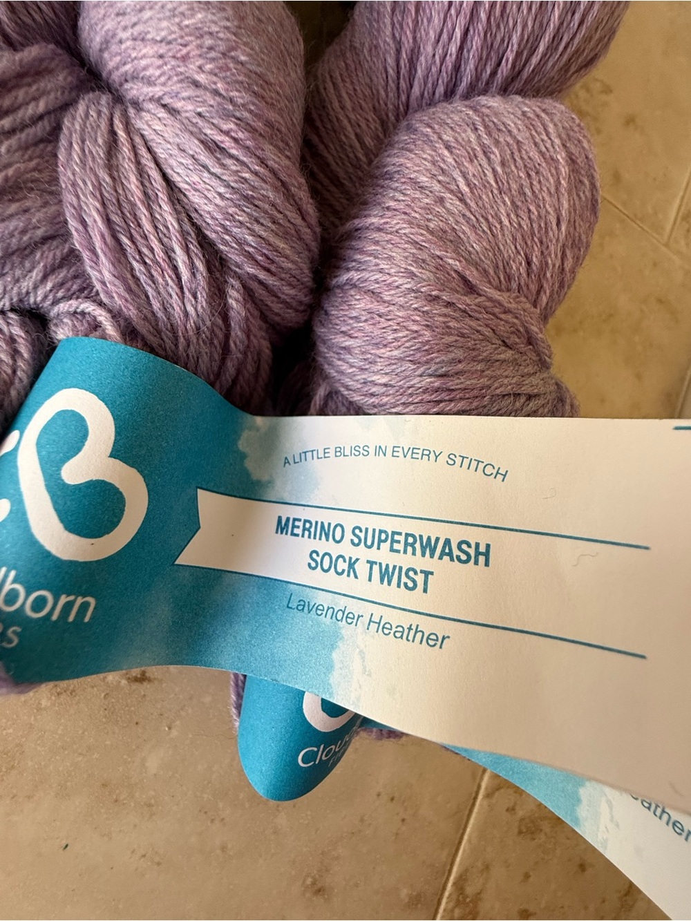 Cloudborn Fibers Merino Superwash Sock Twist Yarn - Lavender Heather - Picture 2 of 7
